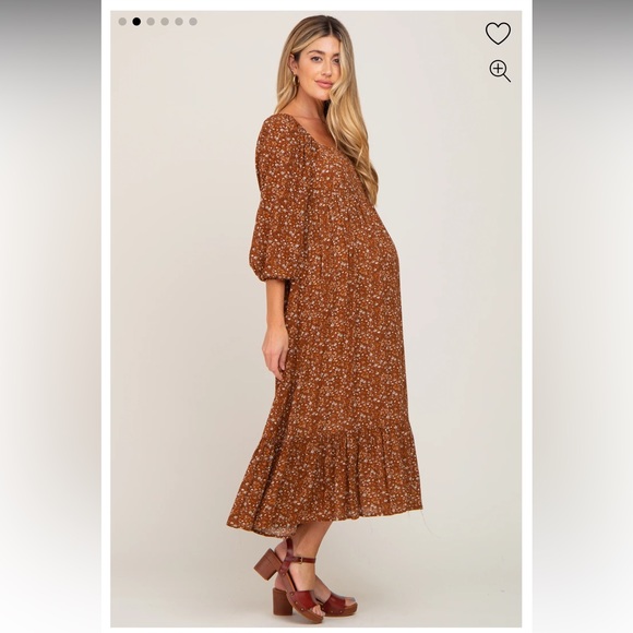 Camel floral maternity dress - pinkblush - Picture 3 of 6